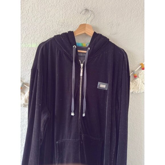 Coogie Black Velour Zip Up Jacket Tracksuit Sporty 3D Knit Multicolor Casual 3XL - Picture 4 of 10